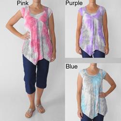 Adi Designs Women's Scoop Neck Handkercheif Hem Tunic