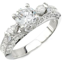 Natalie K 14k Gold 2/3ct TDW Diamond and CZ Engagement Ring (H, SI1)