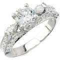 Natalie K 14k Gold 2/3ct TDW Diamond and CZ Engagement Ring (H, SI1)