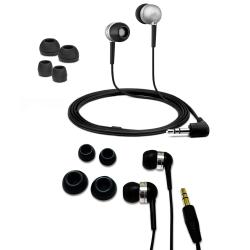 Fuji Labs Acoustic Silicone Silver and Back Earbuds Headphones Bundle