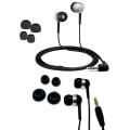 Fuji Labs Acoustic Silicone Silver and Back Earbuds Headphones Bundle