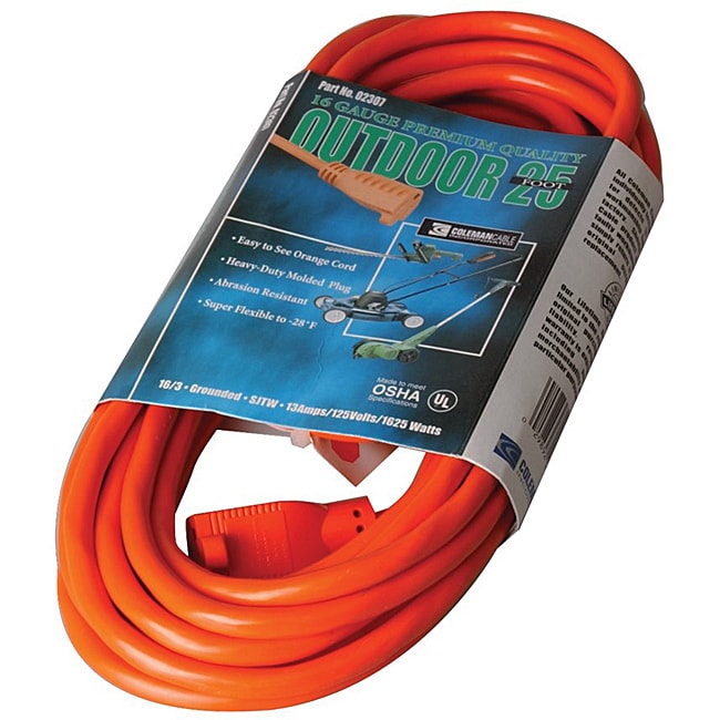 Coleman Cable Orange Extension Cord (25-Foot)