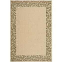 Low Price Safavieh Outdoor Floral Natural/ Green Rug Set (6'6 x 9'6 and 1'8 x 2'8)