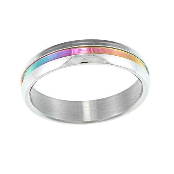 Stainless Steel Rainbow Stripe Ring Free Shipping On Orders Over