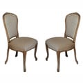Casual Living Weathered Vintage French Upholstered Linen Dining Chairs (Set of 2)