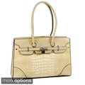 Dasein Faux Leather Croco Embossed Satchel