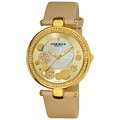 Akribos XXIV Women's Gold-tone Sunray/ Diamond Dial Quartz Strap Watch