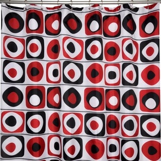 'Vintage Squares Red' Shower Curtain