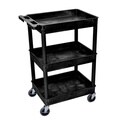 Luxor Black 3 Tub Shelf Utility Cart