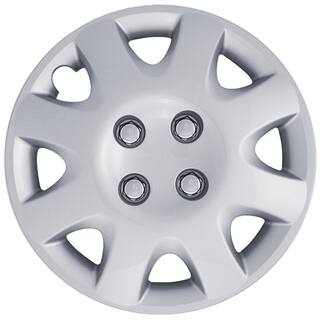 Eight Spoke Design Silver ABS 14-Inch Hub Caps (Set of 4)-Image