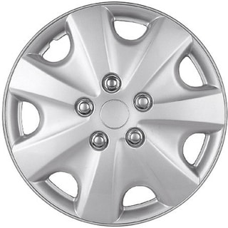 Seven Spoke Design Silver ABS 14-Inch Hub Caps (Set of 4)-Image