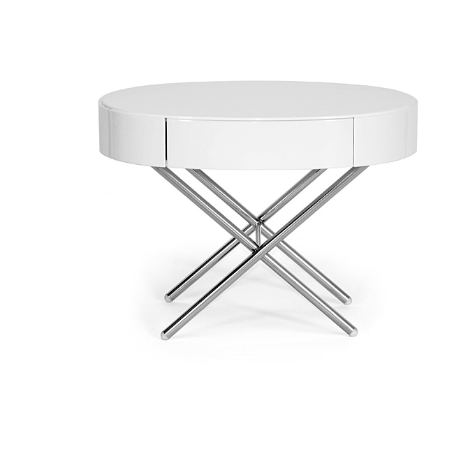 Coquille White Modern Oval Coffee Table with Drawer Overstock Shopping Great Deals on Baxton