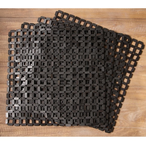 Daisy Bamboo Black Square Placemats (Set of 4) 14027483 Overstock