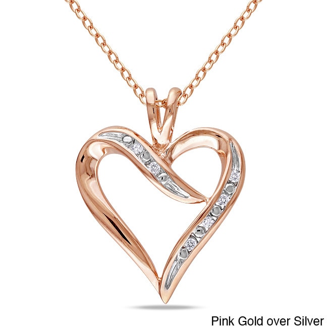 Miadora Sterling Silver White Diamonds Heart Pendant Necklace Today $