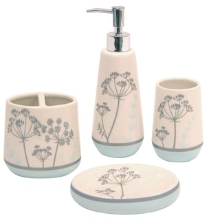 Waverly 'Simplicity Blue Boutique' Ceramic 4-piece Bath Accessory Set