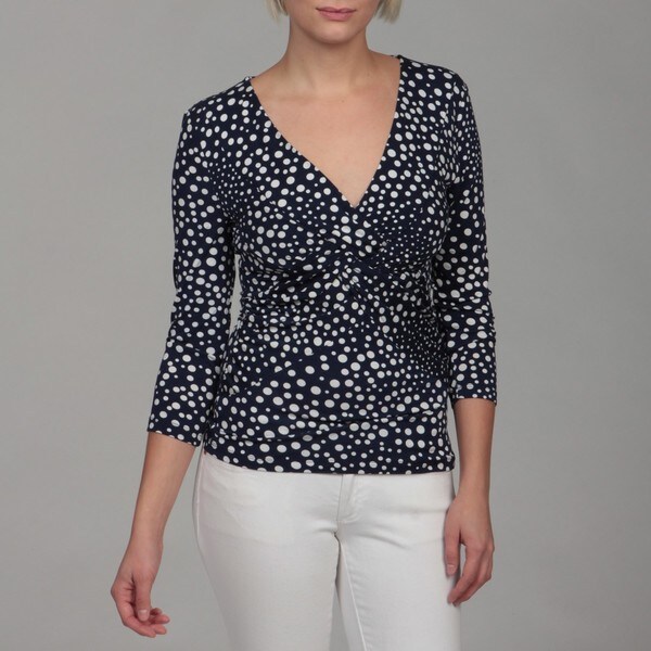 Cable & Gauge Women's Polka Dot Twist Top Overstock Shopping The Best Prices on Cable