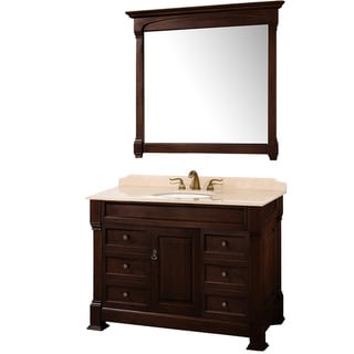 Buy  Wyndham Collection Andover Dark Cherry 48-Inch Solid Oak Bathroom Vanity