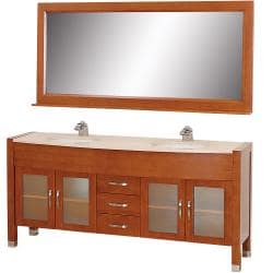 For sale Wyndham Collection Daytona Cherry 71-Inch Solid Oak Double Bathroom Vanity
