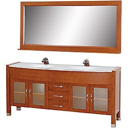 Low Price Wyndham Collection Daytona Cherry 71-Inch Solid Oak Double Bathroom Vanity