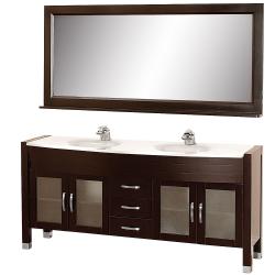 Wyndham Collection Daytona Espresso 71-Inch Solid Oak Double Bathroom Vanity