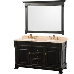 Buy Cheap Wyndham Collection Andover Black 60-Inch Soild Oak Bathroom Vanity