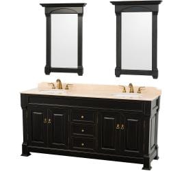 Wyndham Collection Andover Black 72-Inch Solid Oak Double Bathroom Vanity