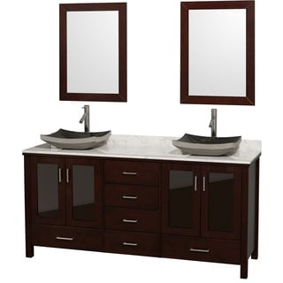 Wyndham Collection Lucy Espresso 72-Inch Solid Oak Double Bathroom Vanity