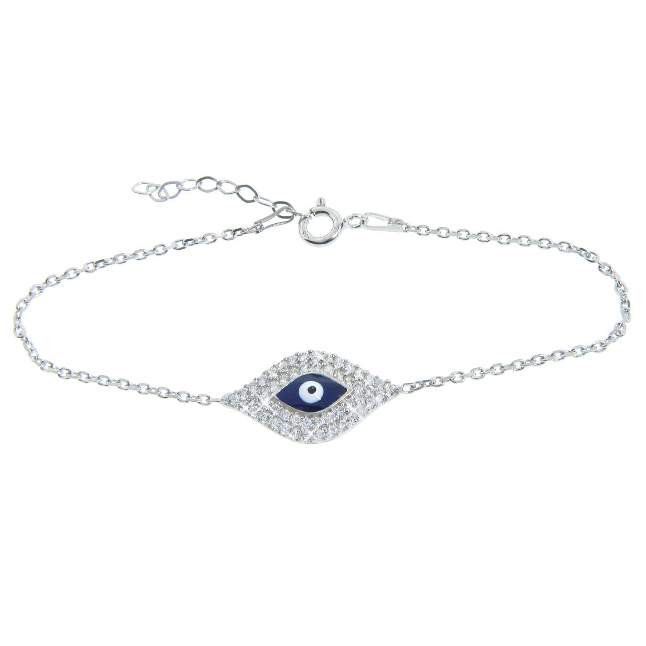 Eternally Haute Sterling Silver Cubic Zirconia Blue Evil Eye Bracelet