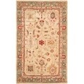 Hand-made Oushak Beige/ Green Hand-spun Wool Rug (4' x 6')