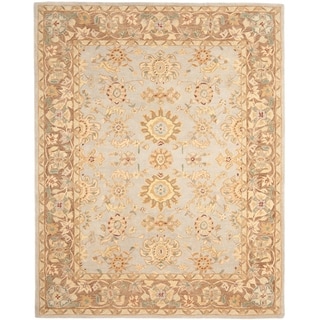 Hand-made Antiquities Teal/ Brown Hand-spun Wool Rug (8' x 10')