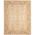 Hand-made Antiquities Teal/ Brown Hand-spun Wool Rug (8' x 10')