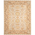 Hand-made Antiquities Teal/ Brown Hand-spun Wool Rug (9' x 12')