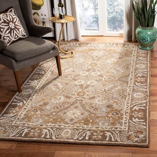 Hand-made Ancestry Dark Grey/ Brown Hand-spun Wool Rug (9' x 12')