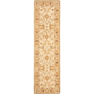 Hand-made Silver/ Light Brown Hand-spun Wool Rug (2'3 x 12')