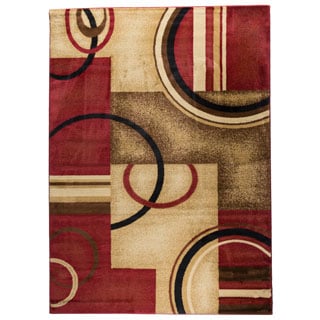 Low Price Arcs and Shapes Red Rug (5'3 x 7'3)