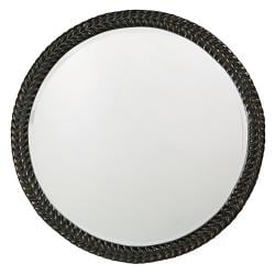 ===>  Amalie Black Herringbone Round Mirror