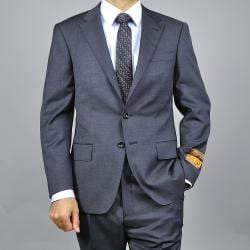 Men's Dark Grey Slim Fit Wool Suit-Image