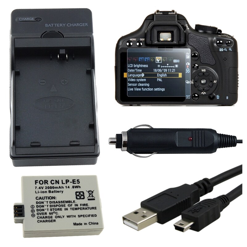 INSTEN LCD Protector/ Chargers/ Battery for Canon EOS 500D/ Digital Rebel T1i