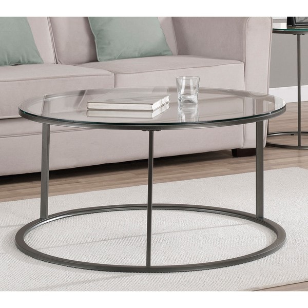 Round Metal and Glass Coffee Table