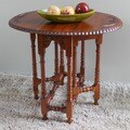 Hand-Carved Mahogany Drop-Leaf Oval Table