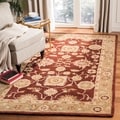 Hand-made Farahan Red/ Sage Hand-spun Wool Rug (3' x 5')