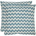Zig-Zag 18-inch Embroidered Blue Decorative Pillows (Set of 2)