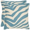 Stripes 18-inch Embroidered Blue Decorative Pillows (Set of 2)