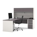 Bestar Connexion Brown Laminate L-shaped Workstation with Hutch