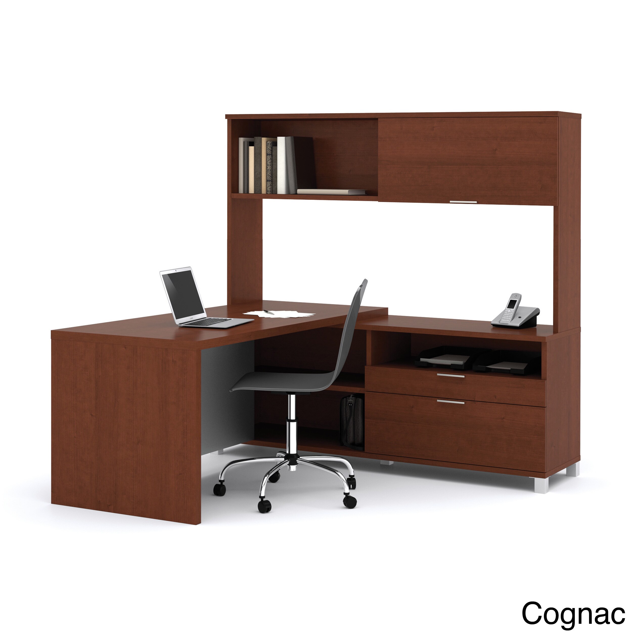 Bestar ProLinea Lshaped Desk with Hutch Overstock Shopping The