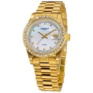 Akribos XXIV Men's Diamond Quartz Gold Tone Bracelet Watch