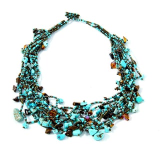 'Luzy Turquoise and Mocha' Bead Necklace (Guatemala)