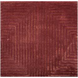 Candice Olson Hand-Knotted Serres Raspberry Geometric Wool Rug