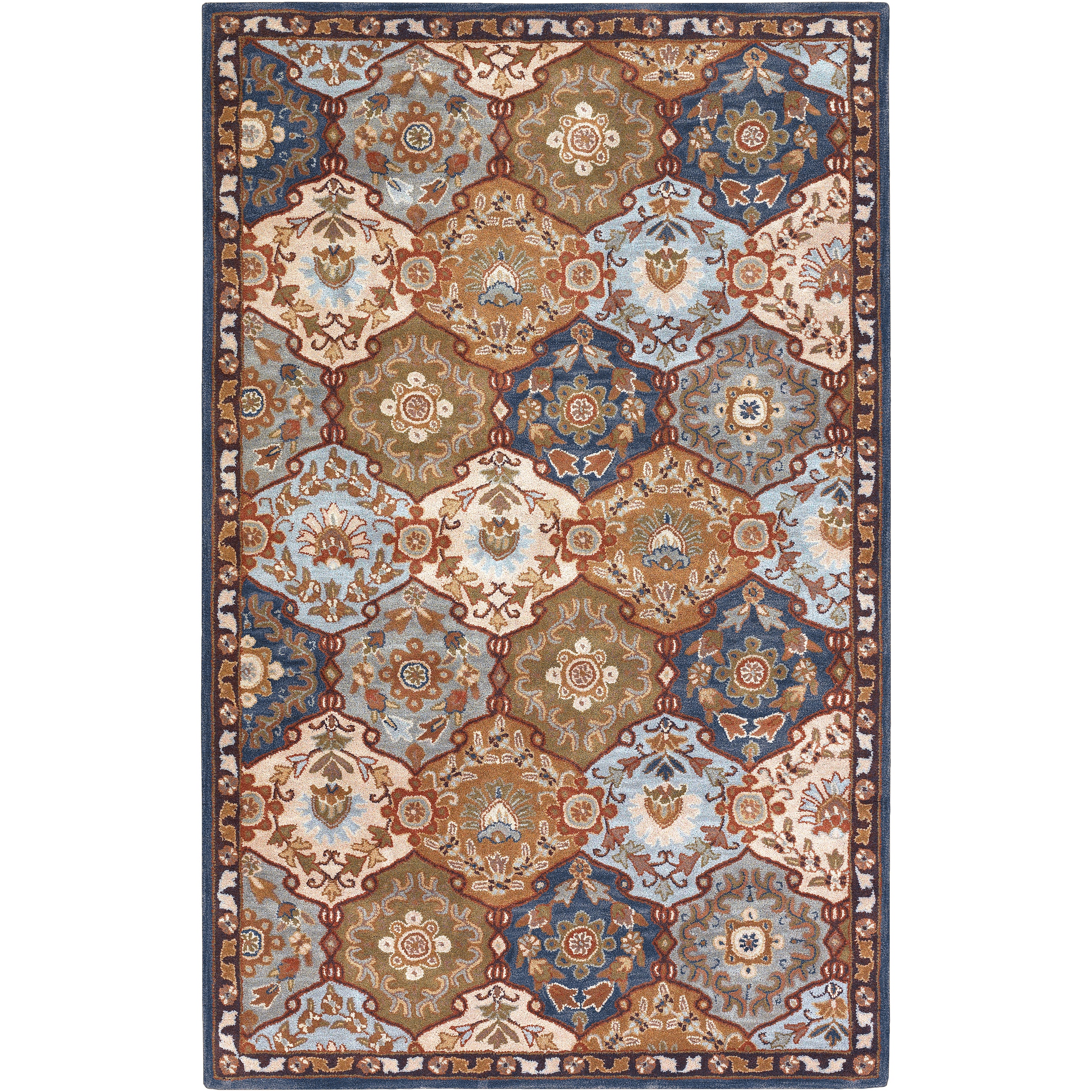 HandTufted Rhine Blue/MultiColored Traditional Border Wool Rug (12' X