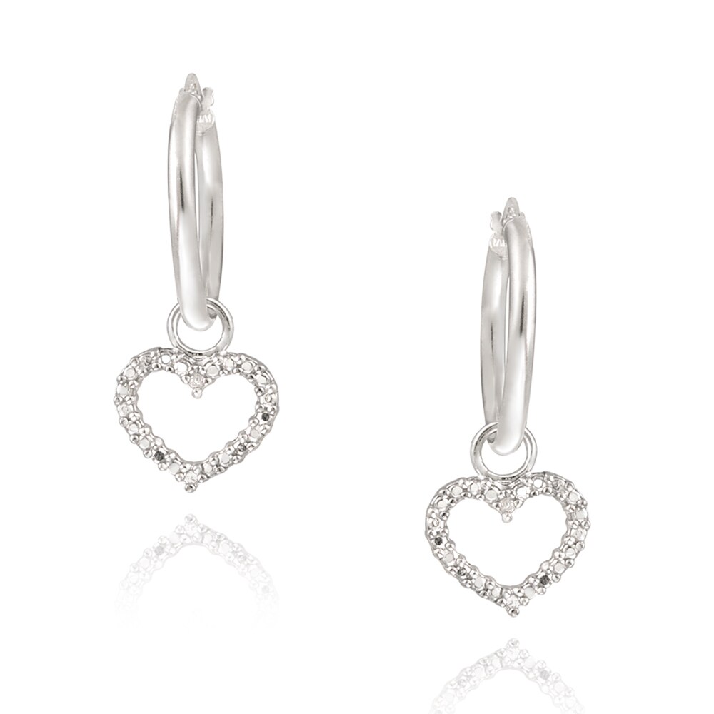 DB Designs Sterling Silver Diamond Accent Heart Dangle Earrings